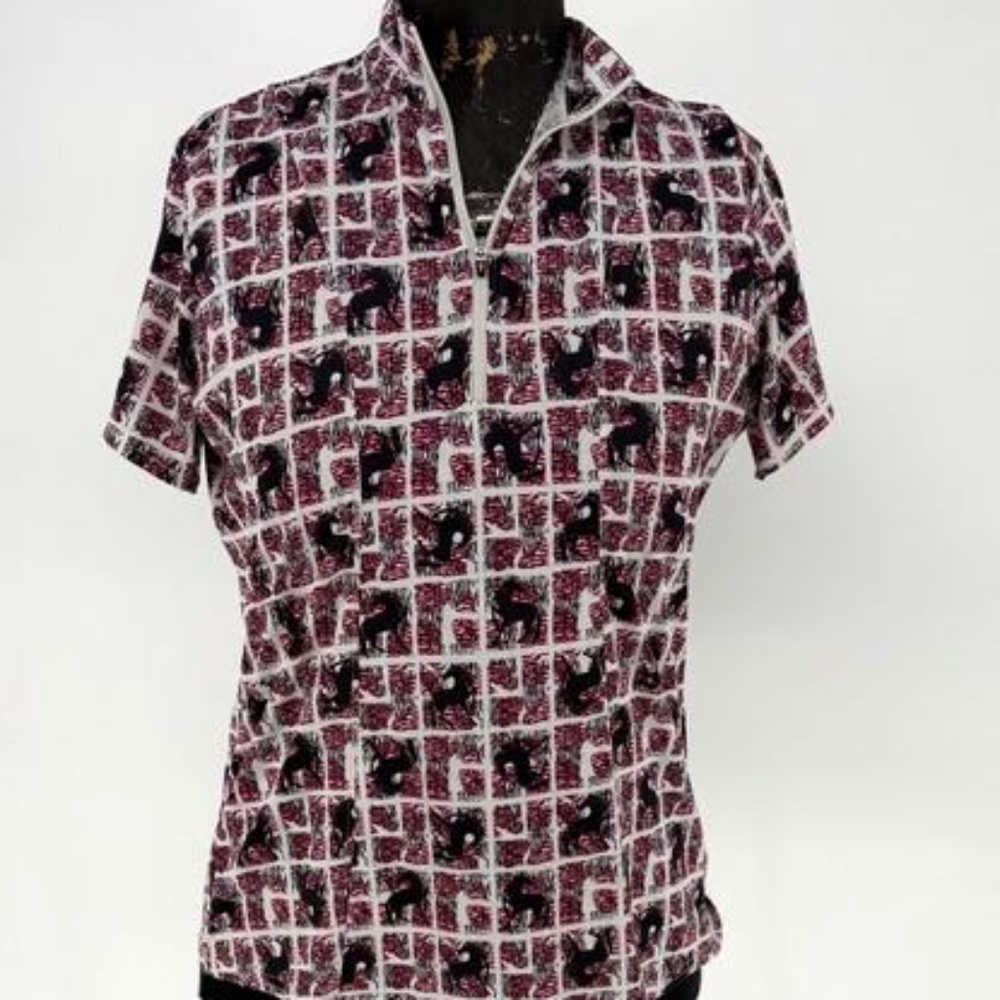 Carrots Riding Top Short Sleeve Zip Front horse